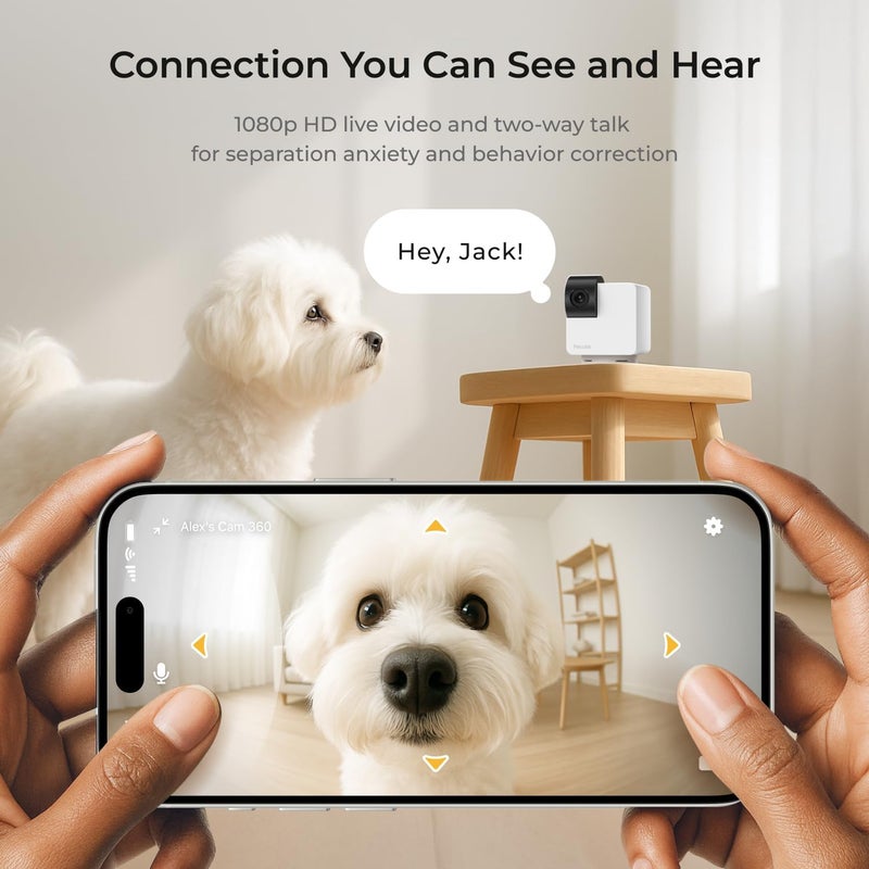 Petcube كام 360 كاميرا تفاعلية واي فاي لحماية الحيوانات الأليفة والمنزل مع تطبيق الهاتف، فيديو بدقة 1080 بكسل، دوران 360°، رؤية ليلية، تنبيهات ذكية - Image 3